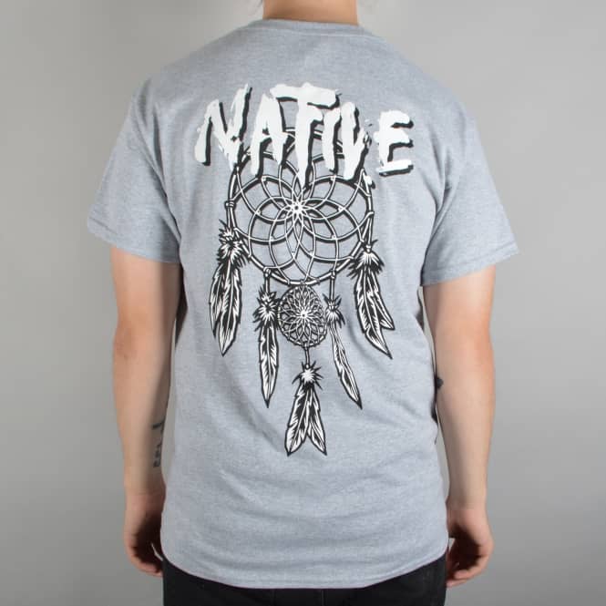 Native Dreamcatcher Skate T-Shirt - Heather Grey