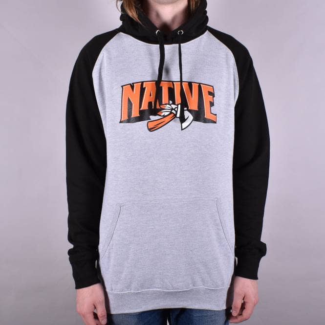 Native Tomahawk Raglan Pullover Hoodie - Black/Grey