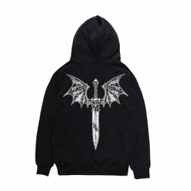 Night Wing Zip Hood - Black