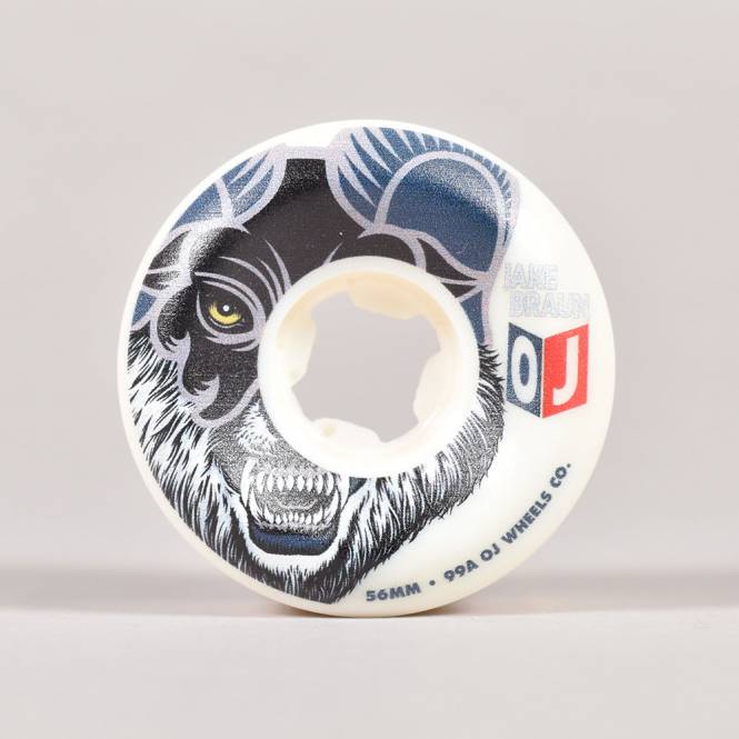 OJs Wheels x Strange Love Jake Braun Wolf Elite White 99A Skateboard Wheels 56mm