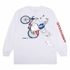 On Ya Bike Boris Long Sleeve Skate T-Shirt - White