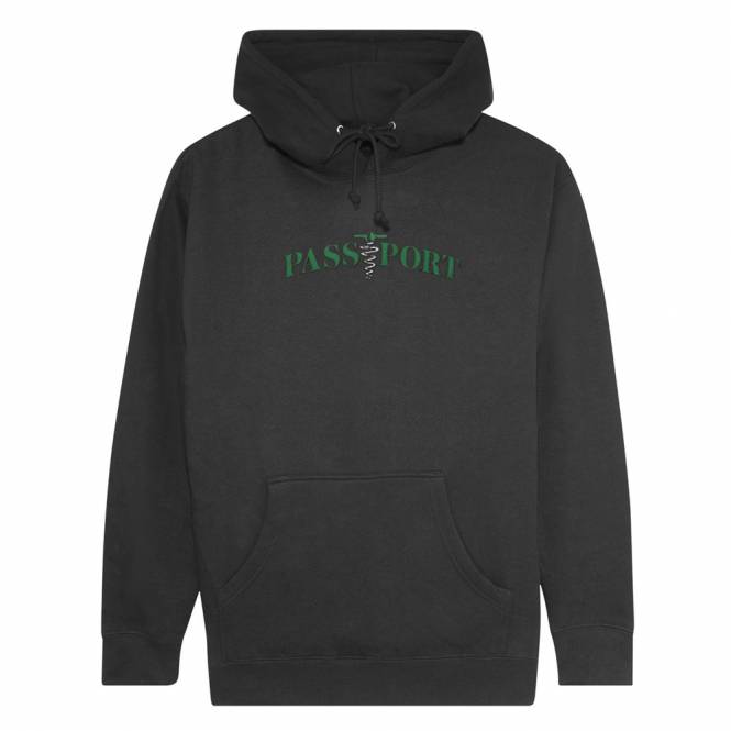 Passport Skateboards Corkscrew Embroidery Hood - Black