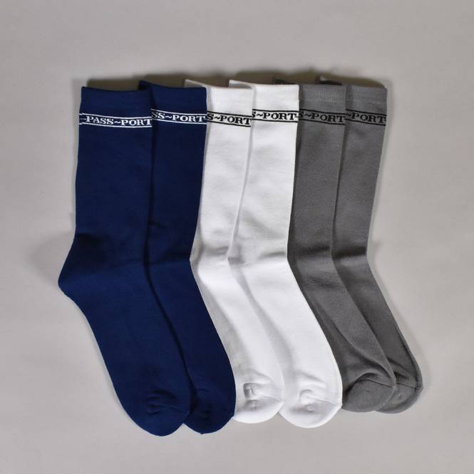 Passport Skateboards Hi Sox (3Pack) Socks - Navy/White/Gray