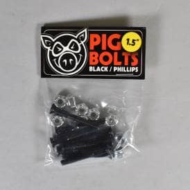 Pig Bolts (Black) Skateboard Bolts - 1.5'' Phillips