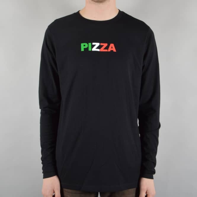 Pizza Skateboards Tri-Colour Long Sleeve Skate T-Shirt - Black