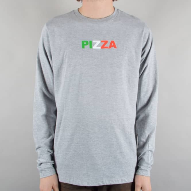 Pizza Skateboards Tri-Colour Long Sleeve Skate T-Shirt - Grey
