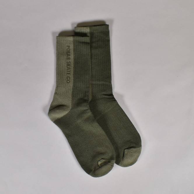 Polar Skateboards 50/50 (Rib) Socks - Uniform Green