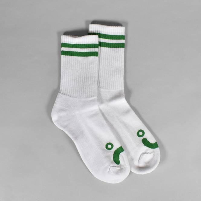 Polar Skateboards Happy Sad Rib Socks - White/Green