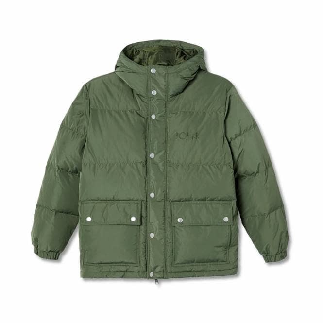 Polar Skateboards Hood Puffer Jacket - Light Olive