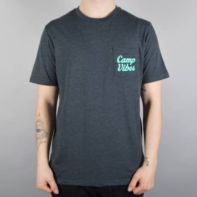Poler Stuff Pocket Campvibes Skate T-Shirt - Dark Grey Heather