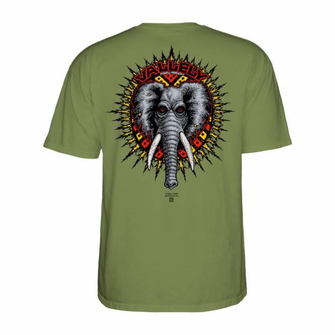 Powell Peralta Mike Vallely Elephant Skate T-Shirt - Military Green '2'