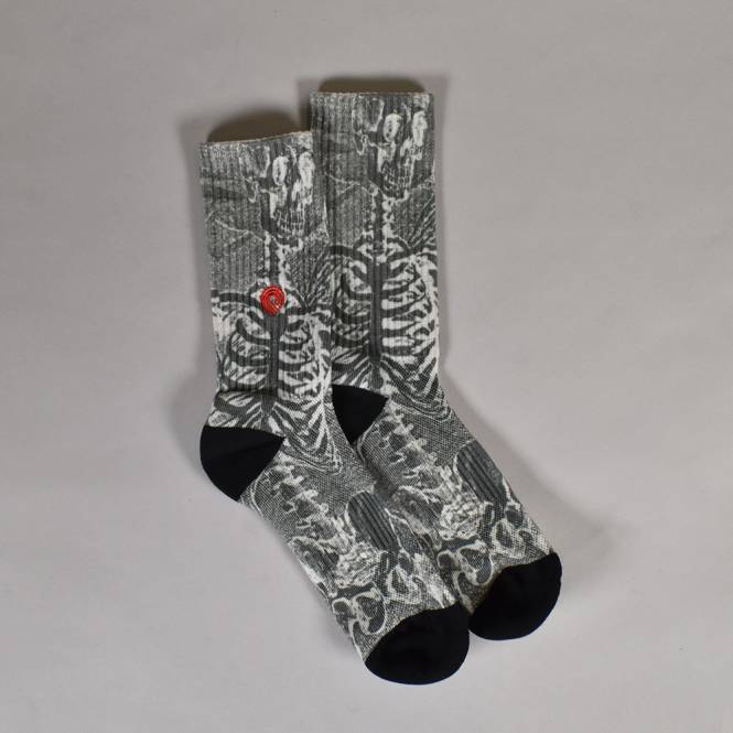 Powell Peralta Skeleton Print Socks - Charcoal