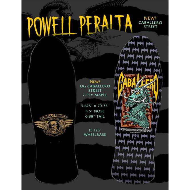 Powell Peralta Steve Caballero Street Black/Grey Reissue Skateboard Deck 9.625