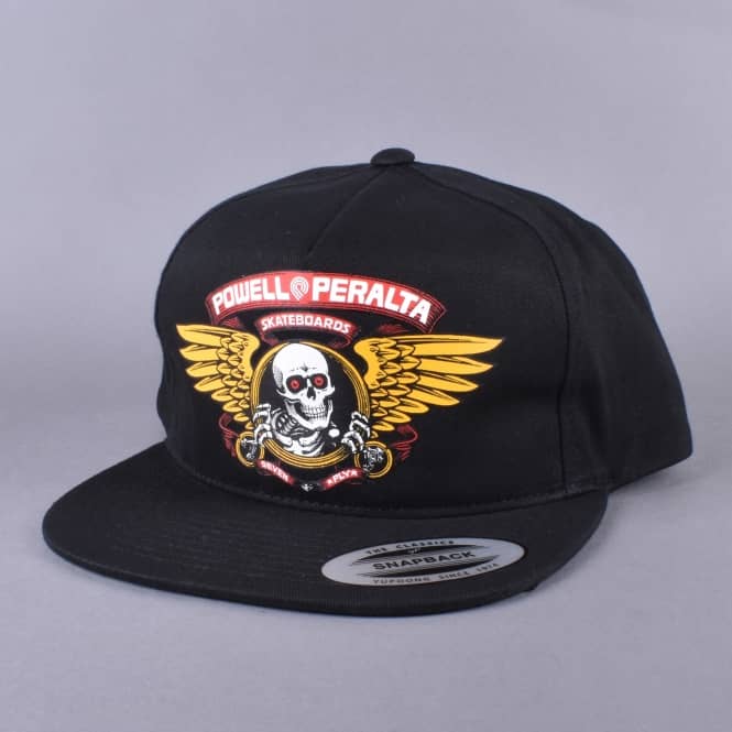 Powell Peralta Winged Ripper Snapback Cap - Black