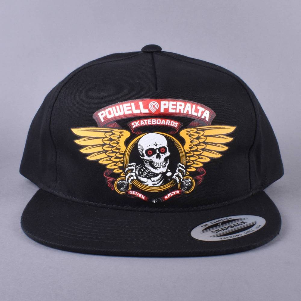 Powell Peralta Winged Ripper Snapback Cap - Black - SKATE CLOTHING