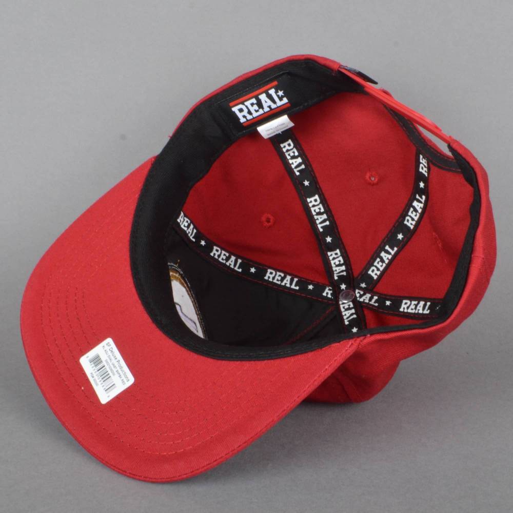 Real Skateboards Oval Unstructured Snapback Cap - Red - SKATE