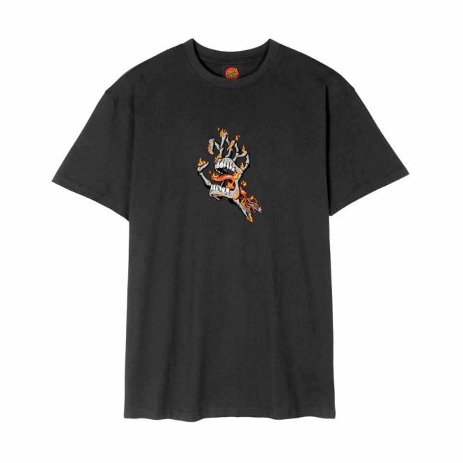 Santa Cruz Skateboards Burnt Bone Hand Skate T-Shirt  - Black