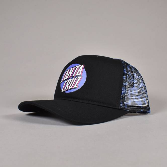 Santa Cruz Skateboards Control Dot Mesh Snapback Trucker Cap - Black