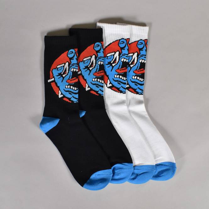 Santa Cruz Skateboards Hand Dot (2 Pack) Socks - Black & White 
