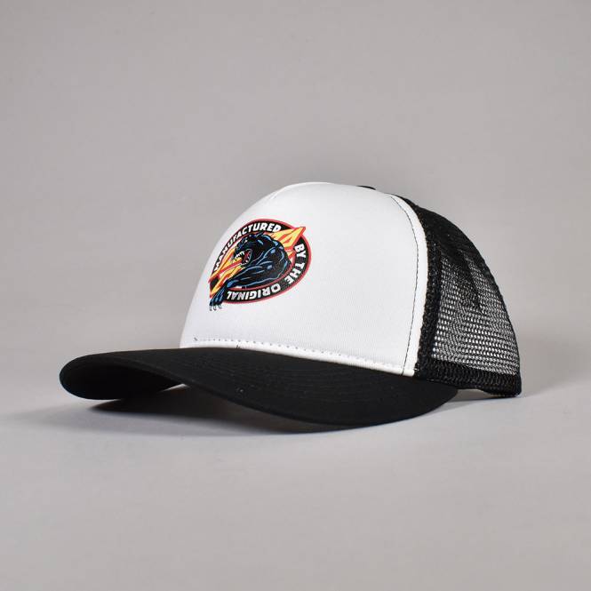 Santa Cruz Skateboards Natas SC Panther Mesh Snapback Trucker Cap - White/Black