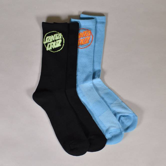 Santa Cruz Skateboards Partial Dot (2 Pack) Socks - Pacific & Black