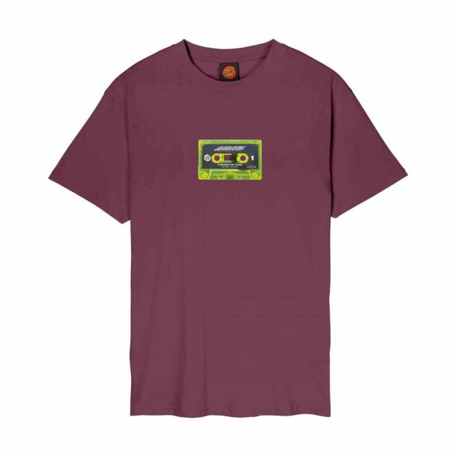 Santa Cruz Skateboards Reason For Living Mixtape Skate T-Shirt - Dark Cherry