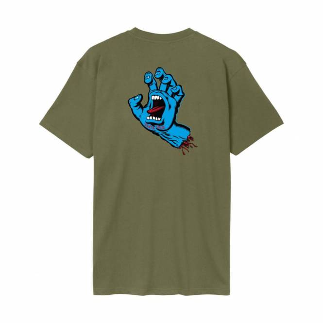 Santa Cruz Skateboards Screaming Hand Chest T-Shirt - Deep Olive