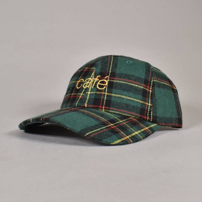 Skateboard Cafe Tartan 6 Panel Strapback Cap - Green