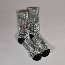 Skeleton Print Socks - Charcoal