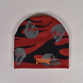 Spiral Skull Skully Beanie - Maroon/Black