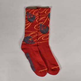 Spiral Skull Socks - Burgundy