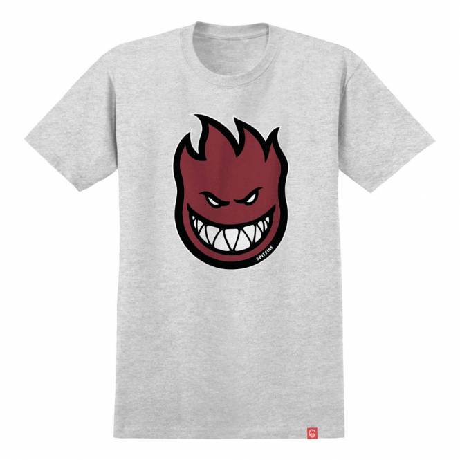 Spitfire Wheels Bighead Fill Skate T-Shirt - Heather Grey/Dark Red