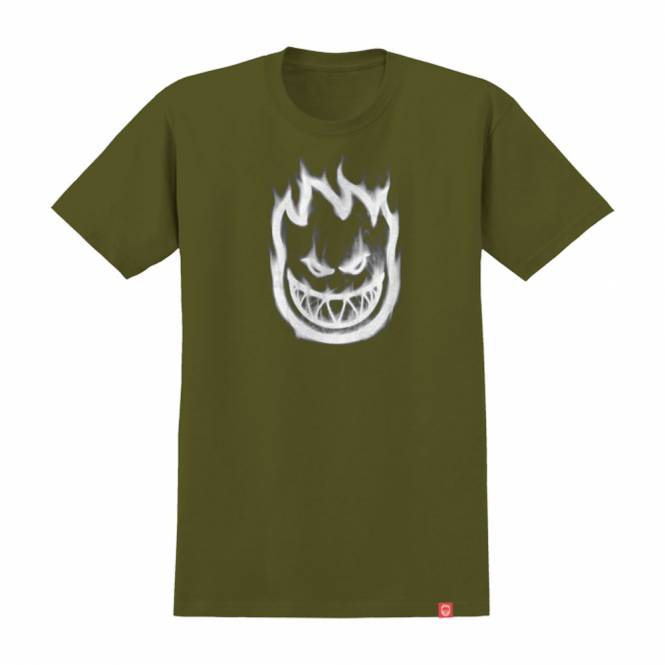 Spitfire Wheels Bighead Smoke Skate T-Shirt - Military Green/White
