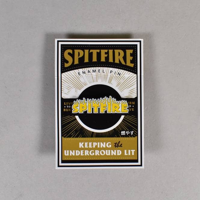 Spitfire Wheels Flash Fire (Black/White/Yellow) Pin Badge - 1.5'' x 0.5''
