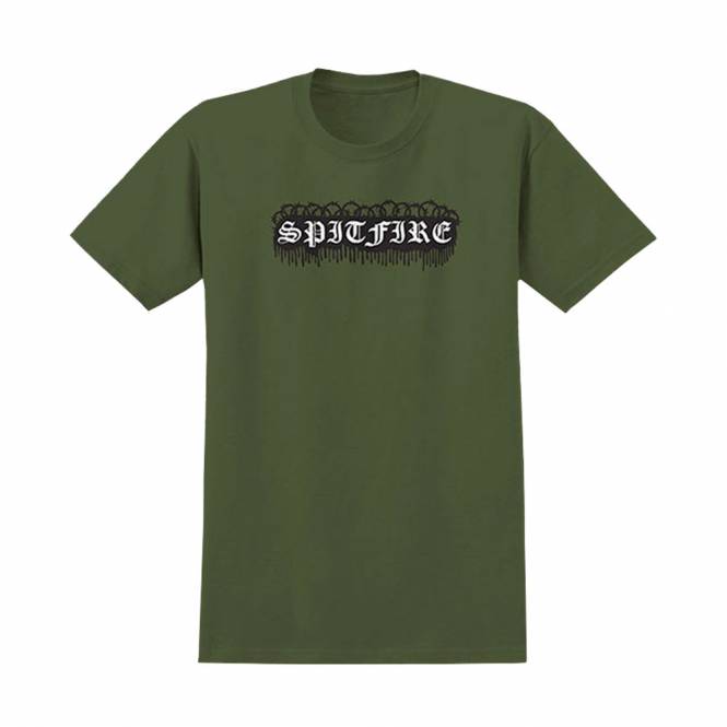 Spitfire Wheels Old E Barbed Skate T-Shirt - Military Green