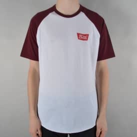Stith Knit T-Shirt - White/Burgundy
