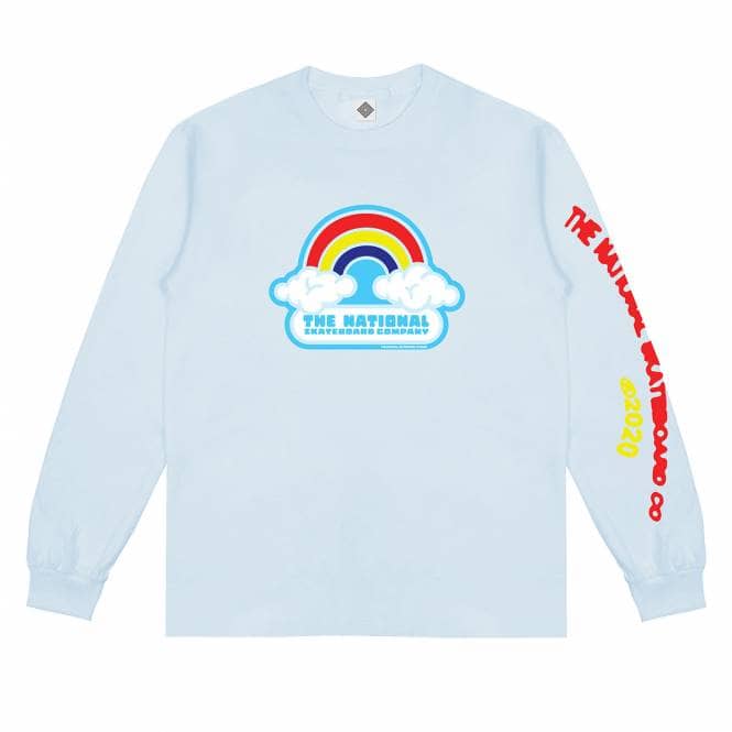 The National Skateboard Co. Double Rainbow Longsleeve T-Shirt - Baby Blue