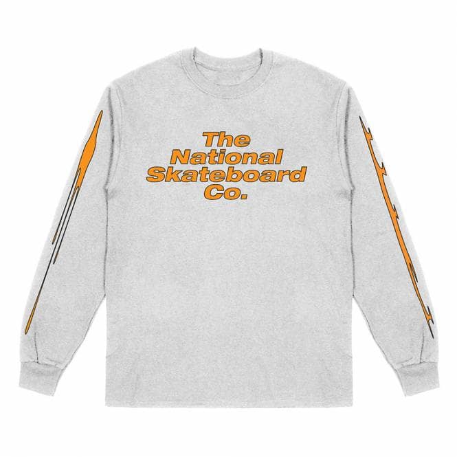 The National Skateboard Co. Outline Long Sleeve Skate T-Shirt - Ash Grey