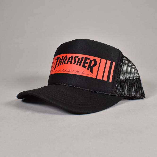 Thrasher Bar Mesh Snapback Trucker Cap - Black