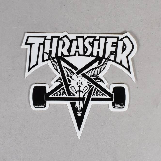 Thrasher Skategoat (Black/White Outline) Sticker - 4'' x 3.75''