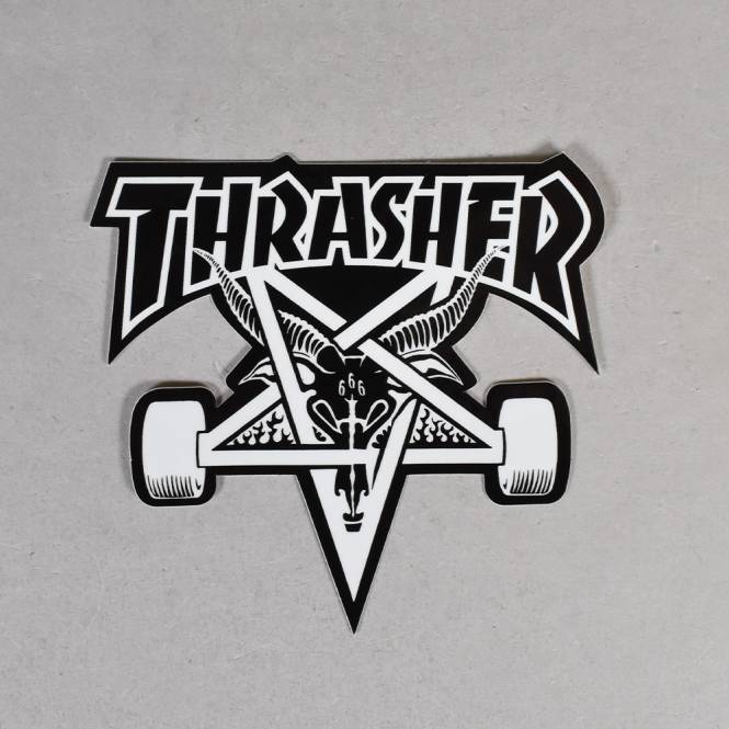 Thrasher Skategoat (White/Black Outline) Sticker - 4'' x 3.75''