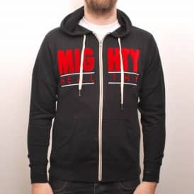 Throwback Zip Hooded Top - Black
