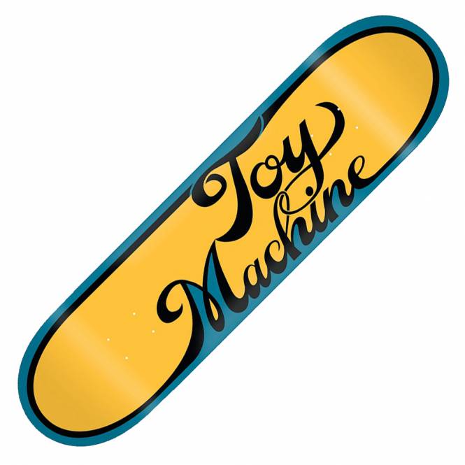 Toy Machine Skateboards Cursive Yellow Skateboard Deck 8.38''