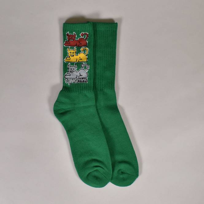 Toy Machine Skateboards Triple Cat Stack Socks - Green