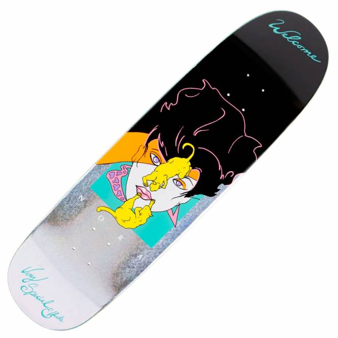 Welcome Skateboards Nora Special Effects on Sphynx (Black/Glitter Foil) Skateboard Deck 8.8'' 