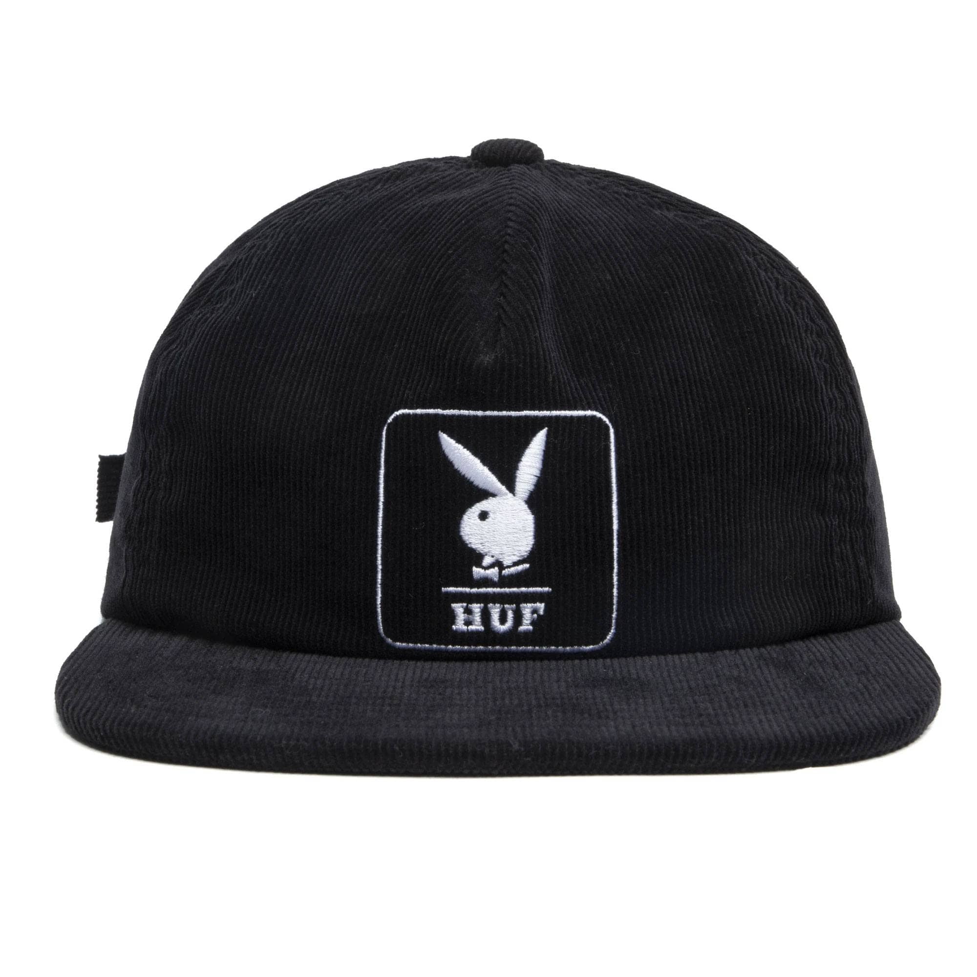 HUF X Playboy Corduroy 5 Panel Strapback Cap - Black - SKATE 