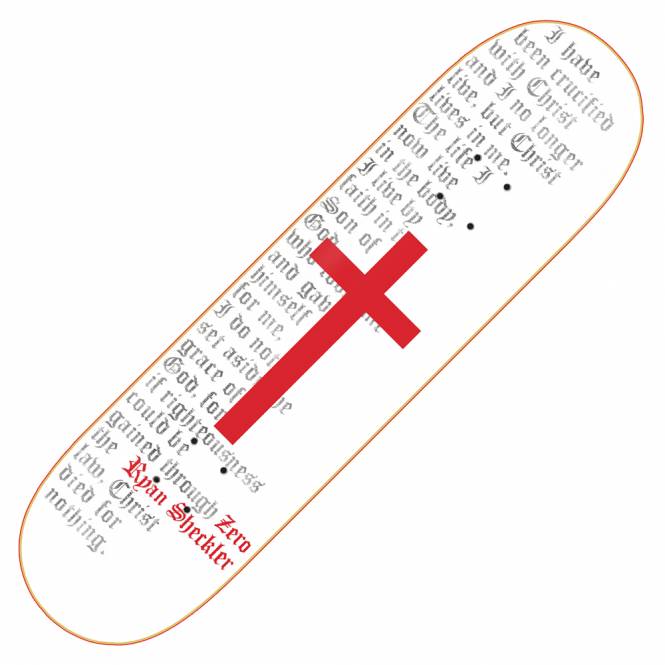 Zero Skateboards Ryan Sheckler Cross White Skateboard Deck 8.5