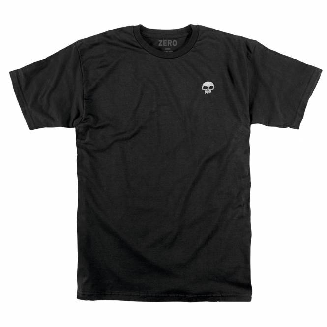 Zero Skateboards Single Skull Embroidered T-Shirt - Black
